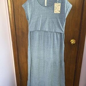 NWT Latched mama Blue short Sleeve Maxi Dress size M